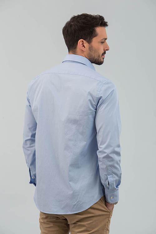 CAMISA POPELÍN SLIM B CELESTE